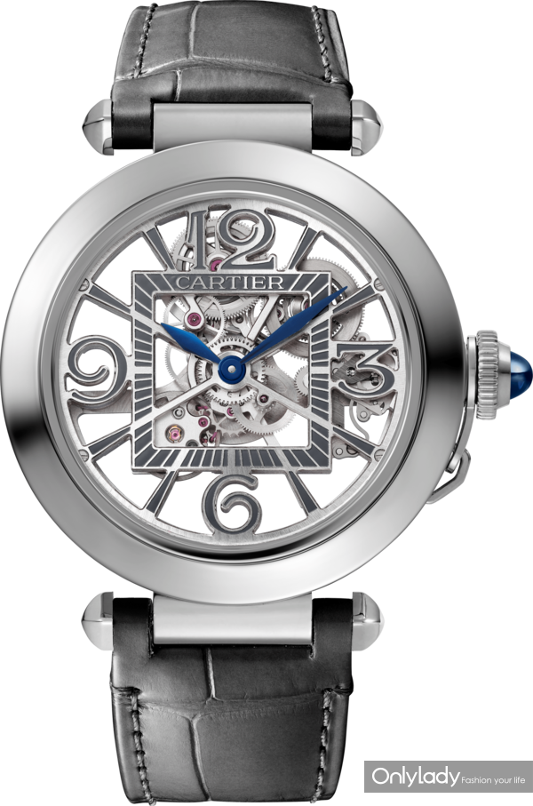 Pasha de Cartier skeleton steel watch 2